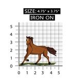 ID 0725 Horse Trotting Patch Farm Animal Stallion Embroidered Iron On Applique