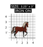 ID 0727Y Dark Horse Prancing Patch Farm Animal Mare Embroidered Iron On Applique