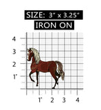 ID 0727  Dark Horse Prancing Patch Farm Animal Mare Embroidered Iron On Applique