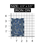 ID 0771 Lion Outline On Denim Patch Zoo Portrait Embroidered Iron On Applique