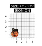 ID 0819 Black Cat On Pumpkin Patch Halloween Scary Embroidered Iron On Applique