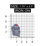 ID 0842 RIP Headstone Patch Cemetery Grave Heart Embroidered Iron On Applique