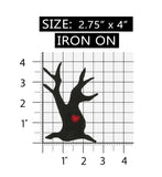 ID 0869 Black Tree Silhouette Patch Halloween Heart Embroidered Iron On Applique