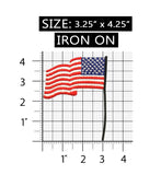 ID 1045 America Waving Flag Pole Patch Patriotic Embroidered Iron On Applique