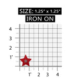 ID 1052A Red Patriotic Star Patch Shape Symbol Embroidered Iron On Applique