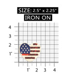 ID 1067 American Flag Heart With Sequins Patch USA Embroidered Iron On Applique
