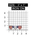 ID 1069 America Flag Hearts Patriotic Star Embroidered Iron On Applique Patch