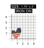 ID 1070 American Flag Heart Patch Patriotic Shiny Embroidered Iron On Applique