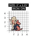ID 1090 Patriotic Puppy Dog Patch American Flag Embroidered Iron On Applique