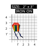 ID 1098B Kid Rainbow Kite Patch Windy Day Activity Embroidered Iron On Applique