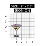 ID 1156Y Martini With Sequins Patch Cocktail Drink Embroidered Iron On Applique