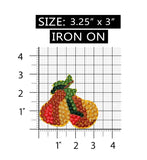 ID 1163Y Group of Pears Patch Summer Fruit Raised Embroidered Iron On Applique