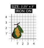 ID 1163Z Pear On Tree Patch Summer Fruit Vine Embroidered Iron On Applique