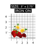 ID 1219Z Strawberries Flowering Patch Summer Fruit Embroidered Iron On Applique