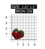 ID 1222D Strawberries With Sequin Patch Summer Seed Embroidered Iron On Applique