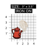 ID 1282 Steaming Tea Pot Patch Coffee Water Boil Embroidered Iron On Applique