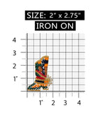 ID 1355 Festive Mexican Boot Patch Cowboy Spurs Embroidered Iron On Applique