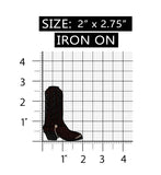 ID 1366 Leather Cowboy Boot Patch Horse Riding Work Embroidered Iron On Applique