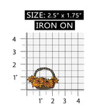 ID 1404 Wicker Basket of Leaves Patch Fall Autumn Embroidered Iron On Applique