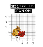 ID 1413 Trio of Multi Colored Leaves Patch Fall Leaf Embroidered IronOn Applique