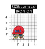 ID 1485 Golf Hat Scene Patch Glasses Golfing Craft Embroidered Iron On Applique