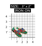ID 1507 Golf Shoes Patch Golfing Cleats Plaid Spike Embroidered Iron On Applique