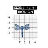 ID 1678A Blue Denim Dragonfly Patch Garden Fairy Embroidered Iron On Applique