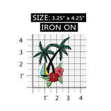 ID 1756 Palm Tree Tropical Beach Scene Embroidered Iron On Applique Patch