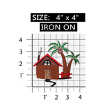 ID 1759 Beach Hut Patch Tropical Vacation House Embroidered Iron On Applique