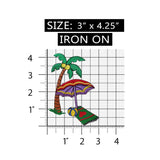 ID 1761 Beach Scene Vacation Patch Tropical Ocean Embroidered Iron On Applique