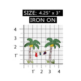 ID 1768 Palm Tree Clothesline Patch Tropical Drying Embroidered Iron On Applique