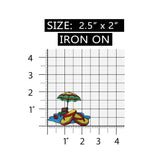 ID 1798 Beach Scene Patch Umbrella Flip Flop Craft Embroidered Iron On Applique