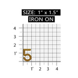 ID 1888 Gold Number 5 Patch Symbol Sign Five Craft Embroidered Iron On Applique