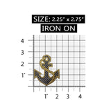 ID 2635 Anchor With Gold Lattice Patch Nautical Boat Embroidered IronOn Applique