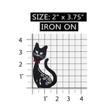 ID 2884 Fancy Black Cat Patch Kitty Kitten Pet Embroidered Iron On Applique