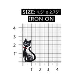 ID 2887 Fancy Black Cat Sitting Patch Kitty Kitten Embroidered Iron On Applique