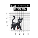 ID 2892 Fancy Black Cat Patch Kitty Kitten Emblem Embroidered Iron On Applique