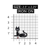 ID 2895 Black Cat With Leash Patch Kitty Kitten Embroidered Iron On Applique