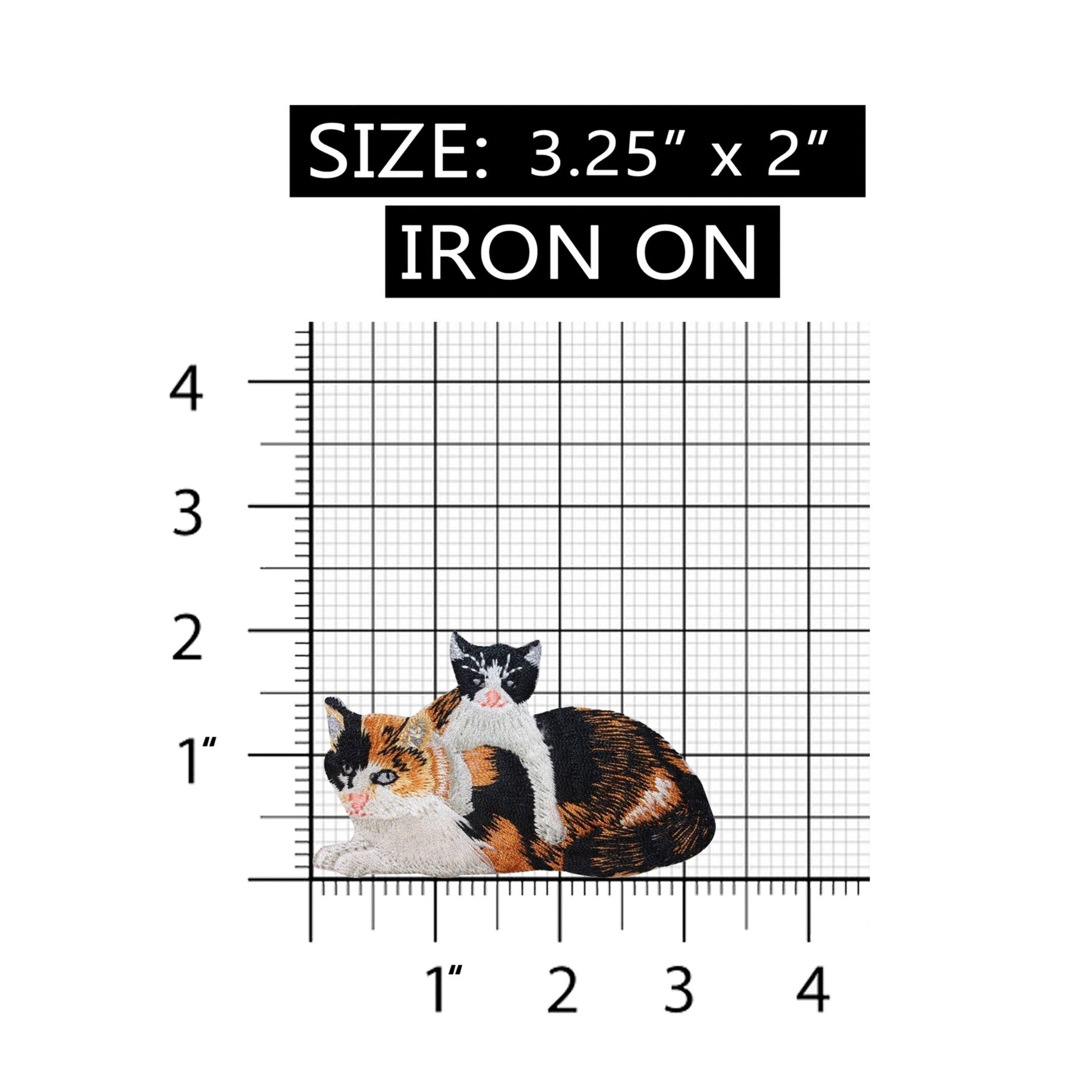 ID 2906 Mama Cat and Kitten Patch Calico Kitten Pet Embroidered Iron On Applique