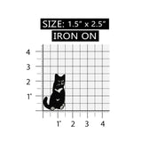 ID 2958 Fuzzy Black Cat Patch Animal Kitten Pet Embroidered Iron On Applique