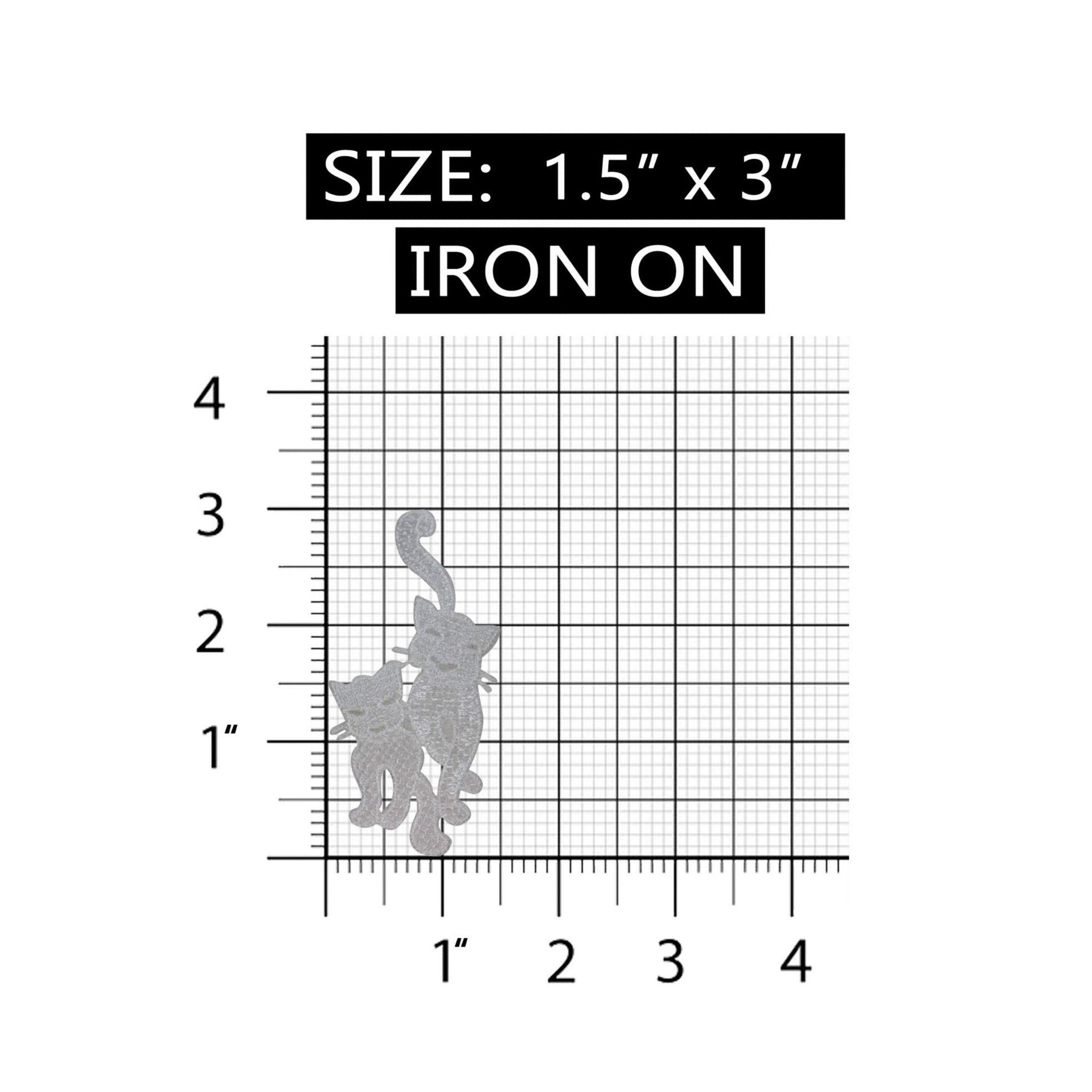 ID 2971 White Cats Silhouette Patch Kitten Symbol Embroidered Iron On Applique