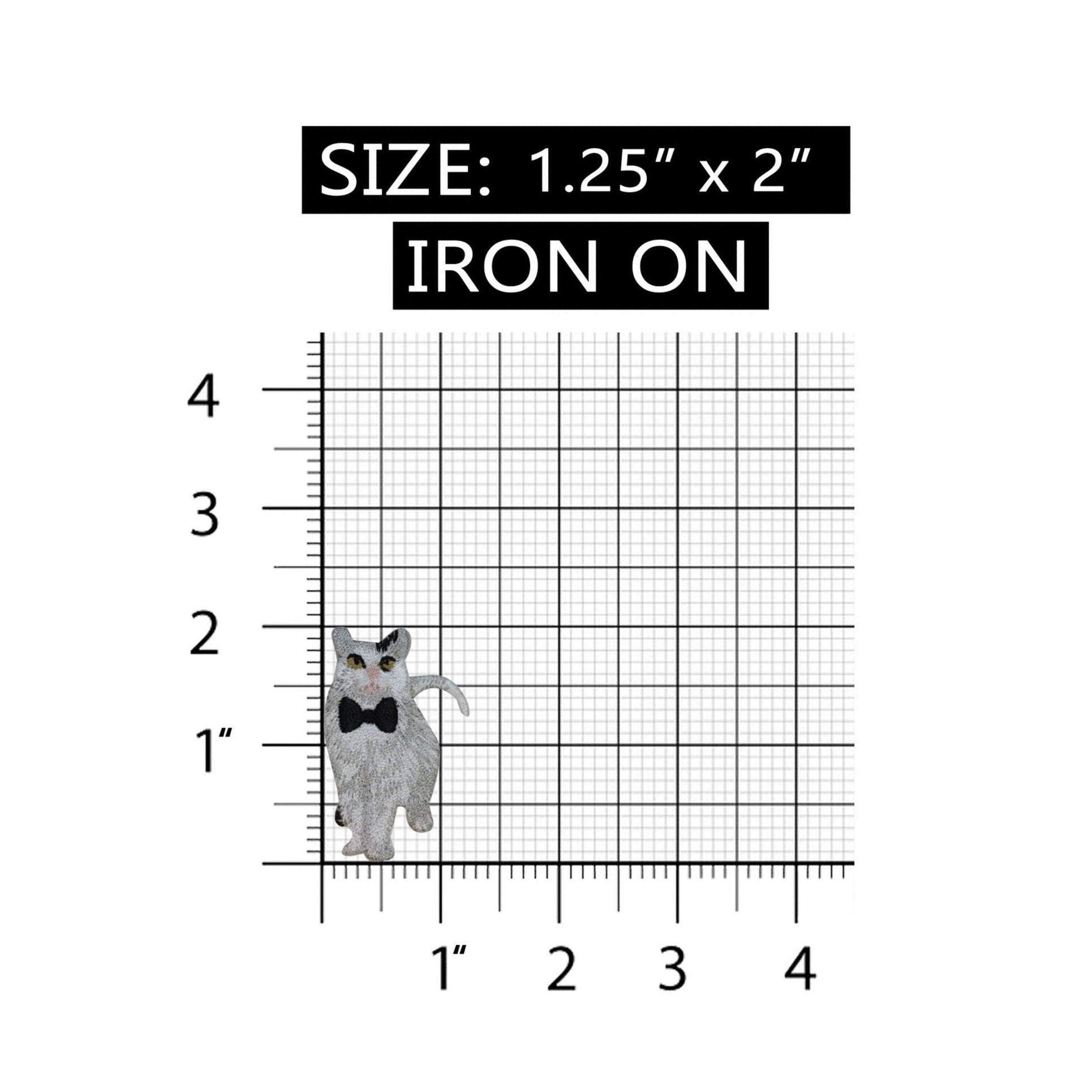 ID 2982 Cat With Bowtie Patch Kitten Kitty Cute Pet Embroidered Iron On Applique