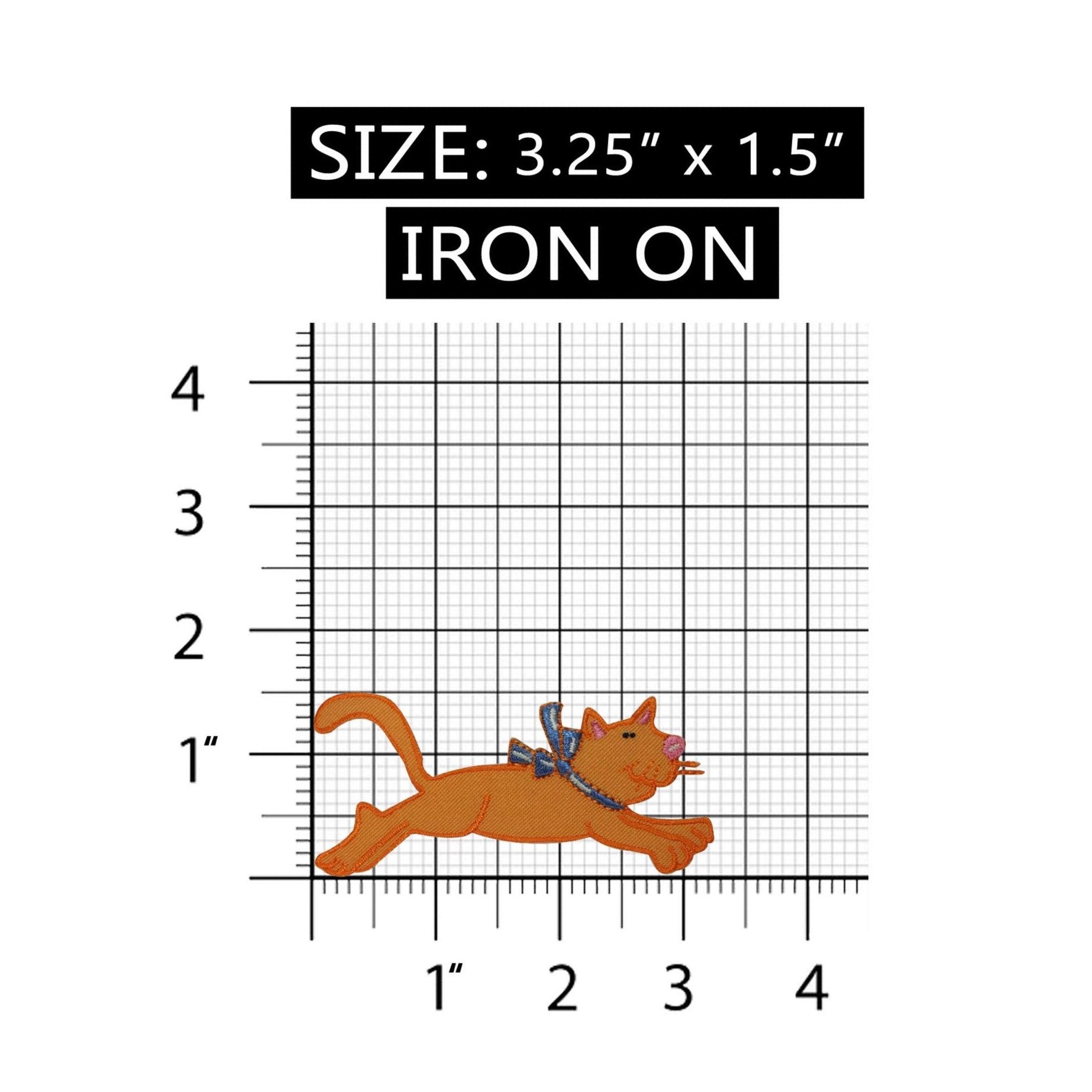 ID 3027 Cartoon Cat Jumping Patch Kitten Kitty Pet Embroidered Iron On Applique