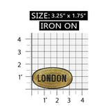 ID 3065 London England Gold Badge Patch Travel Sign Embroidered Iron On Applique