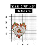 ID 3218 Heart With Flowers Patch Valentine Day Love Embroidered Iron On Applique