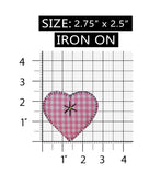 ID 3233 Plaid Heart Patch Valentines Day Love Knit Embroidered Iron On Applique