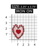 ID 3234 Heart With Roses Patch Valentines Day Flower Embroidered IronOn Applique