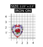 ID 3235 Floral Heart With Roses Patch Valentines Day Embroidered IronOn Applique