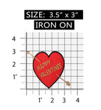 ID 3239 Happy Valentines Heart Patch Love Arrow Embroidered Iron On Applique
