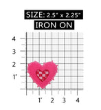 ID 3241 Fluffy Checkered Heart Patch Valentines Day Embroidered Iron On Applique